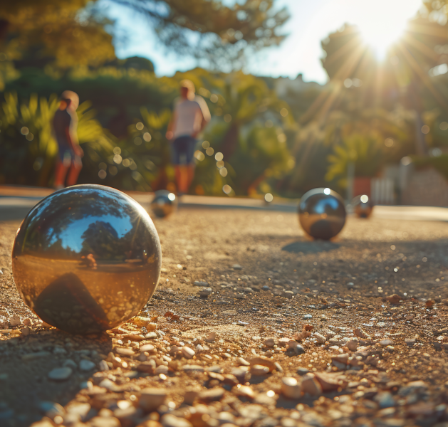 Partie de pétanque à Rives des Corbières, camping dans l’Aude